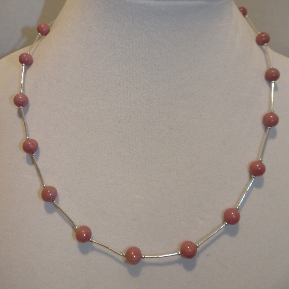 Dakota West 17" Rhodonite & Liquid Silver Necklace
